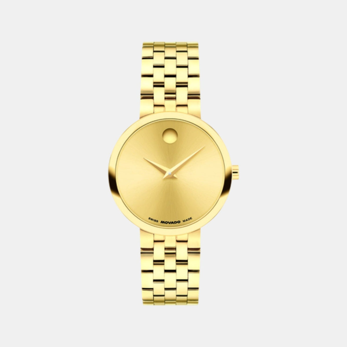 Movado Museum Classic Women Quartz Yellow Dial Analog Stainless Steel Watch 608009