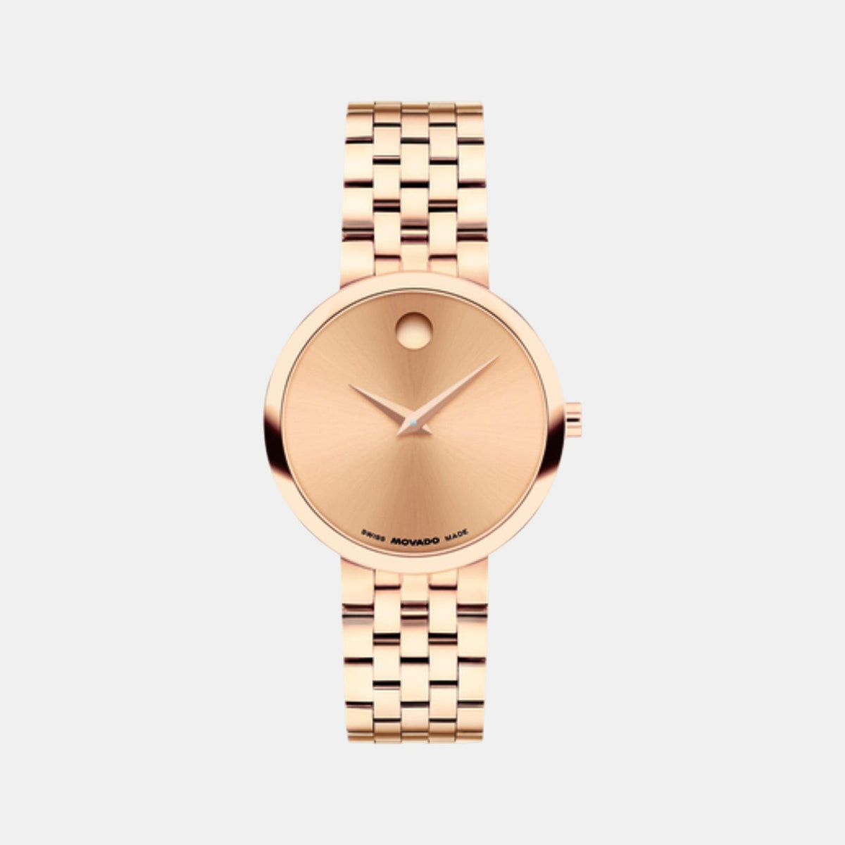 Movado Museum Classic Women Quartz Rose Gold Dial Analog Stainless Steel Watch 608014