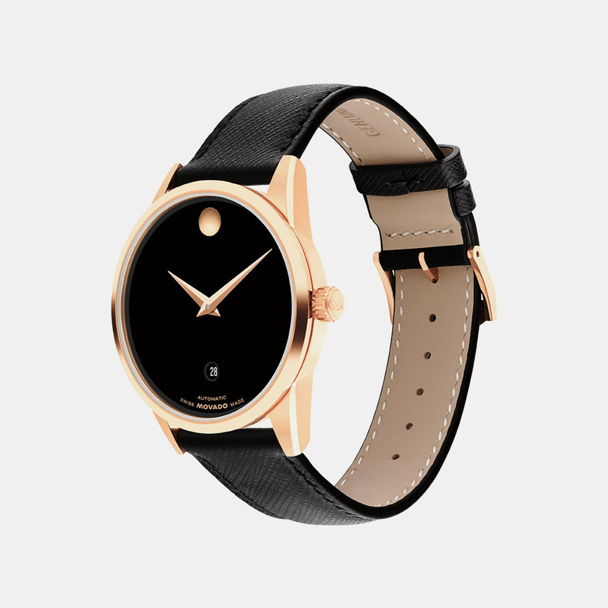 Movado Museum Classic Men Automatic Black Dial Analog Stainless Steel Watch 608026