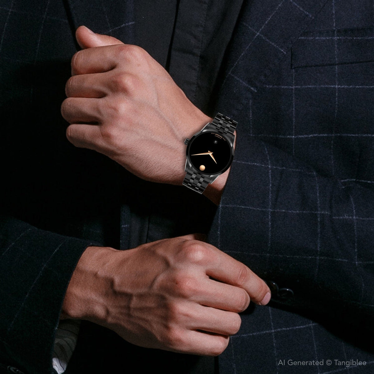 Movado Museum Classic Men Automatic Black Dial Analog Stainless Steel Watch 608034