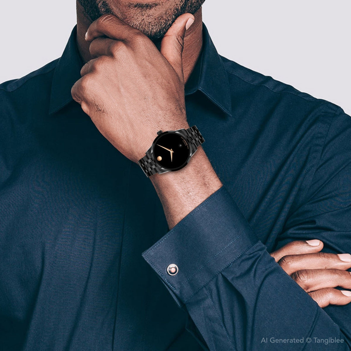 Movado Museum Classic Men Automatic Black Dial Analog Stainless Steel Watch 608034
