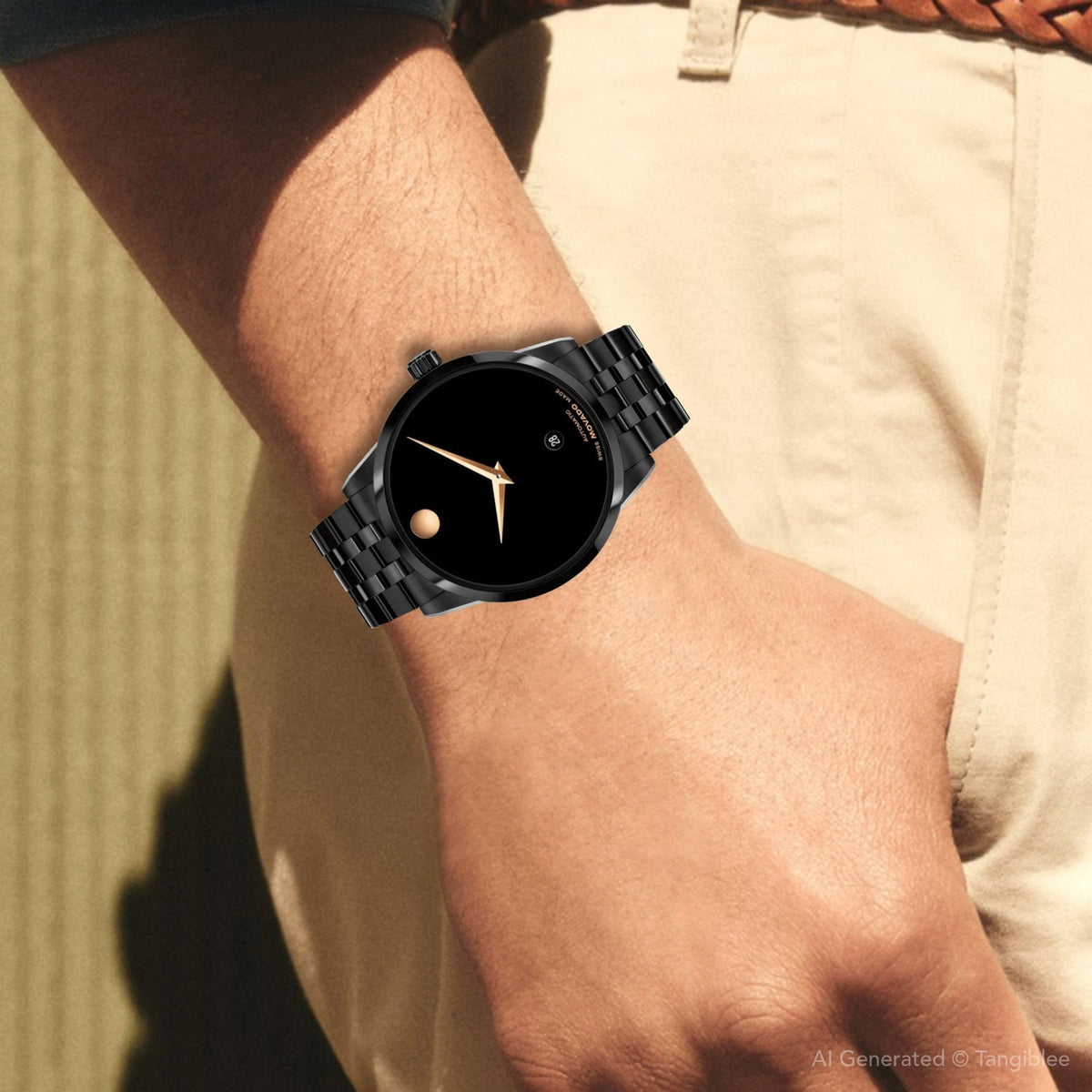 Movado Museum Classic Men Automatic Black Dial Analog Stainless Steel Watch 608034