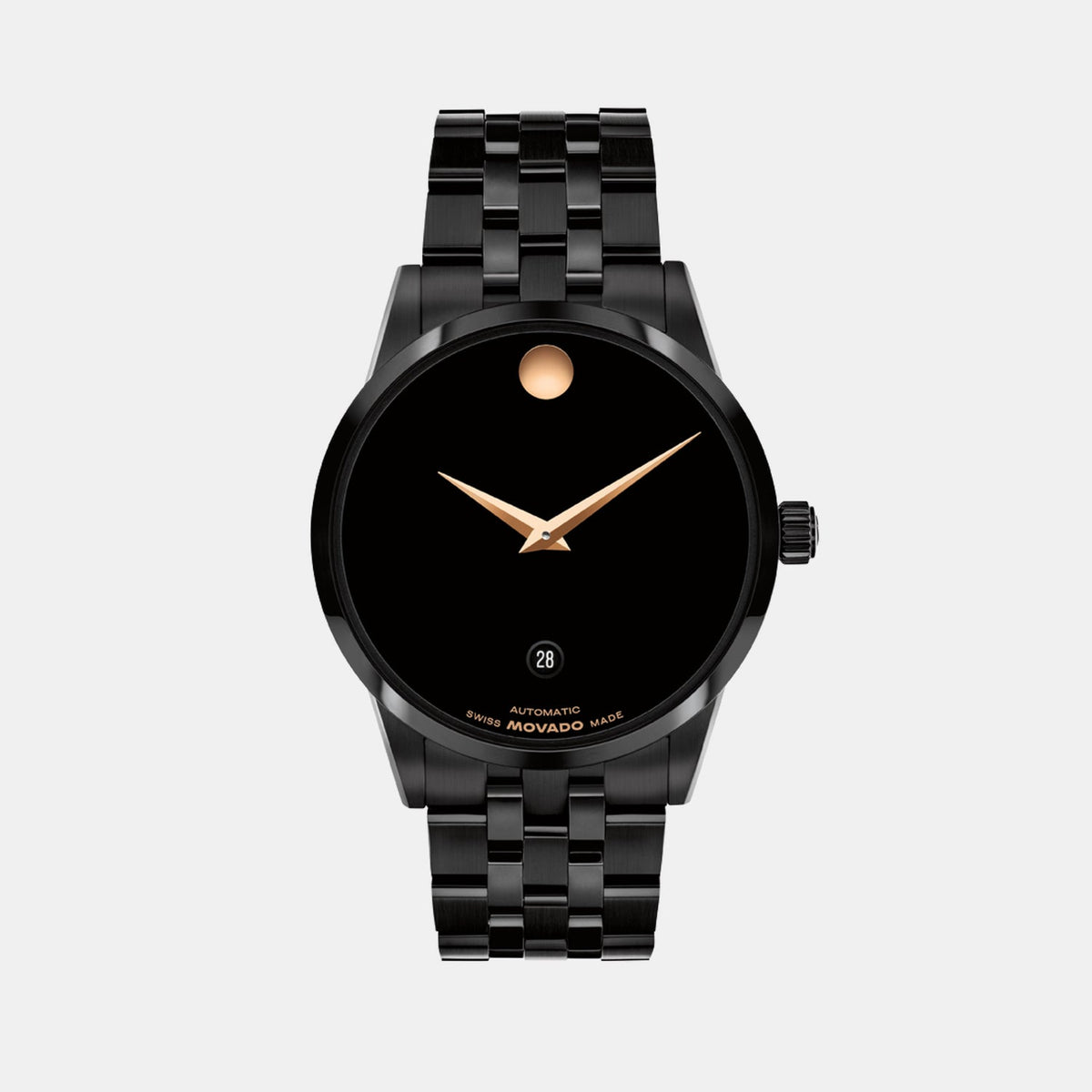 Movado Museum Classic Men Automatic Black Dial Analog Stainless Steel Watch 608034