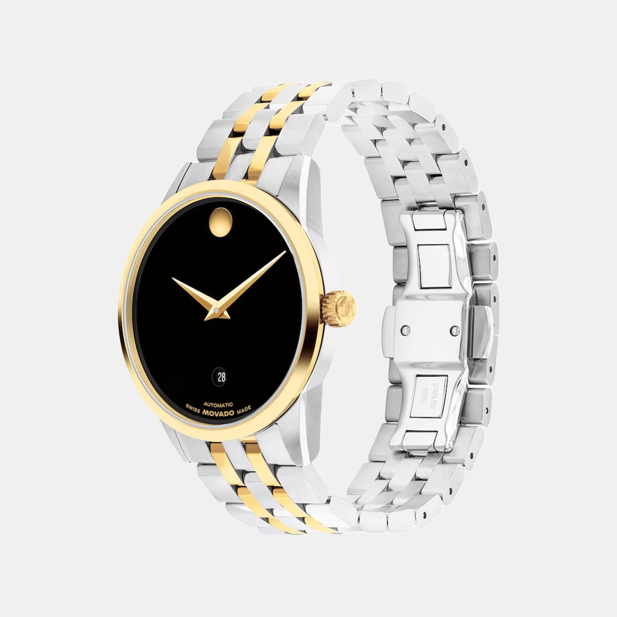 Movado Museum Classic Men Automatic Black Dial Analog Stainless Steel Watch 608036