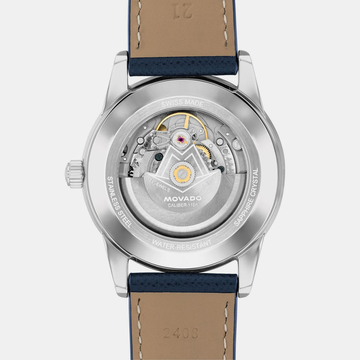 Movado Museum Taga Men Automatic Blue Dial Analog Stainless Steel Watch 608077