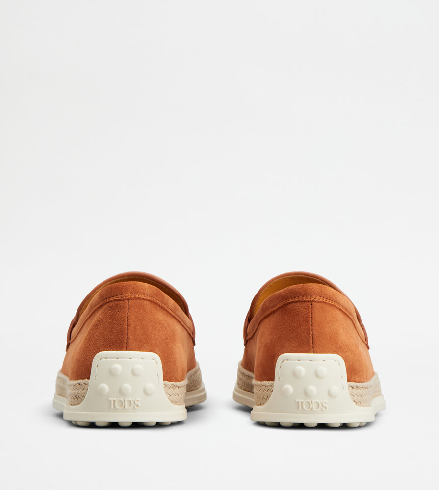 Tods Loafers In Suede Orange Womens