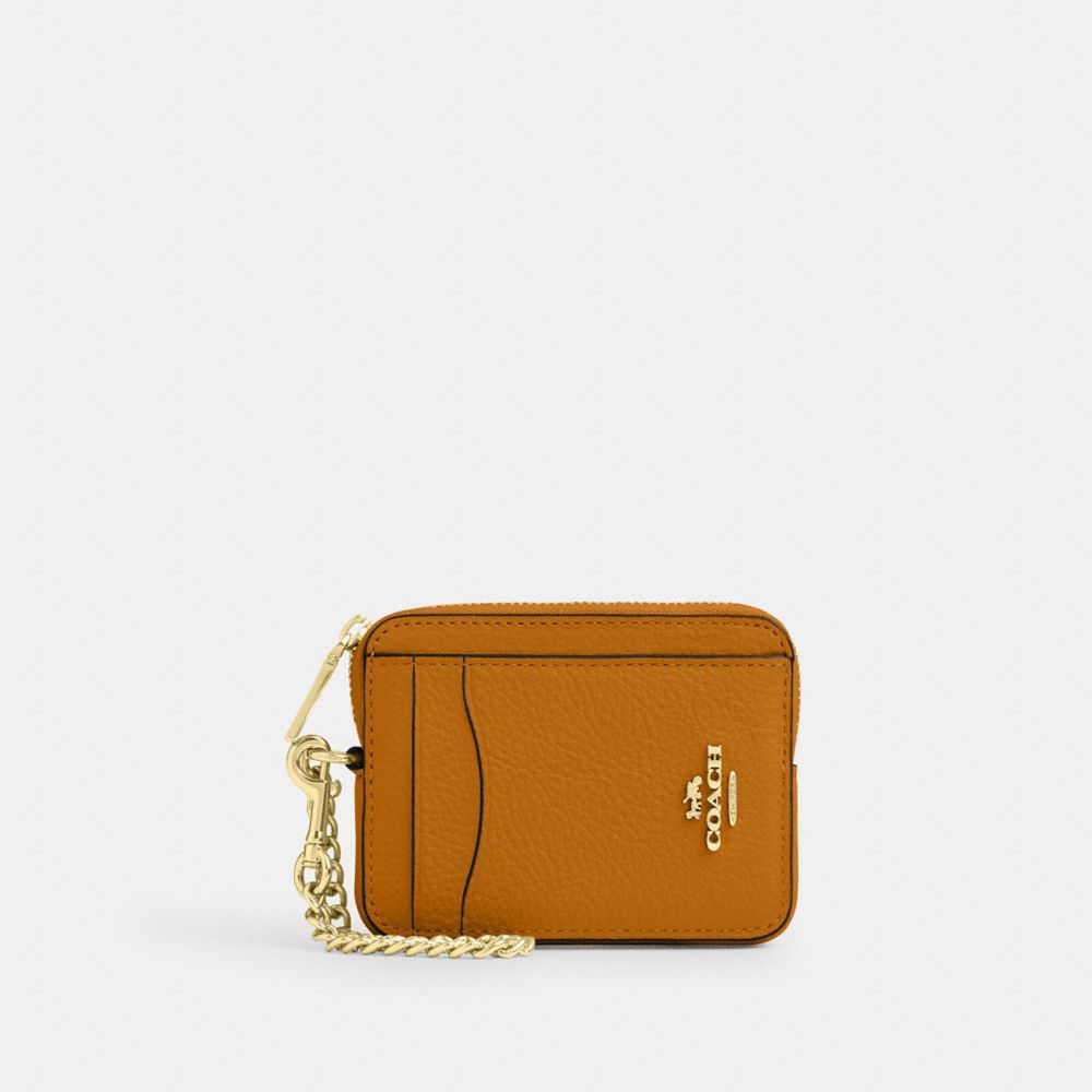 Coach Zip Card Case Gold Ochre