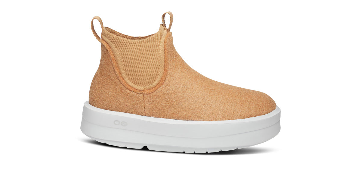 Oofos Women's Wool-Blend Boot White & Almond