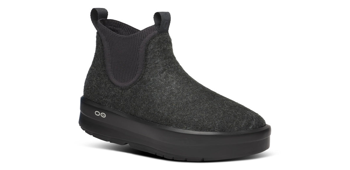 Oofos Women's Wool-Blend Boot Black & Charcoal