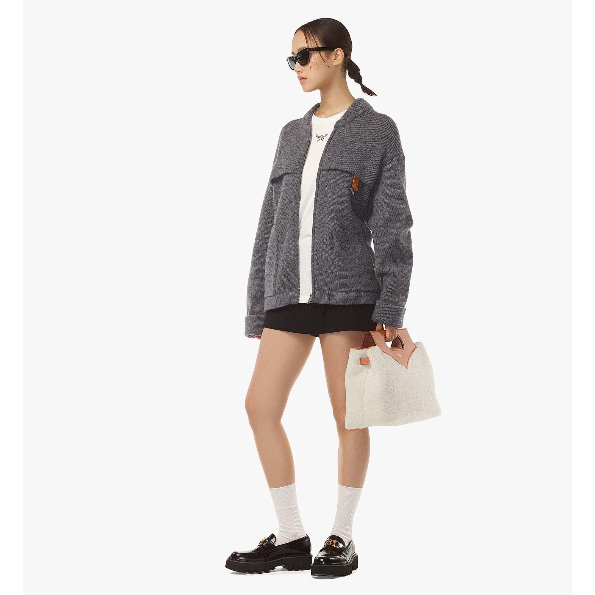 MCM Soft Diamond Tote In Shearling And Leather