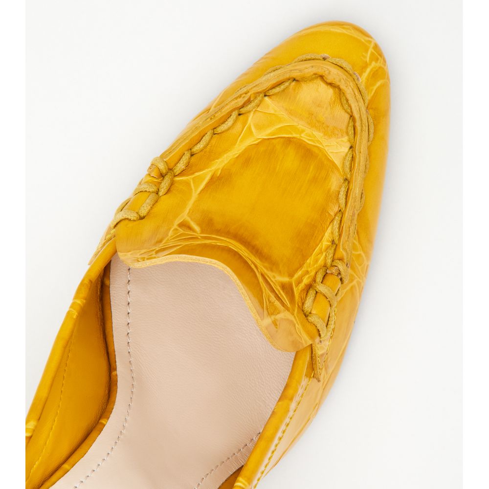Tods Spiga Mules In Leather Yellow Womens