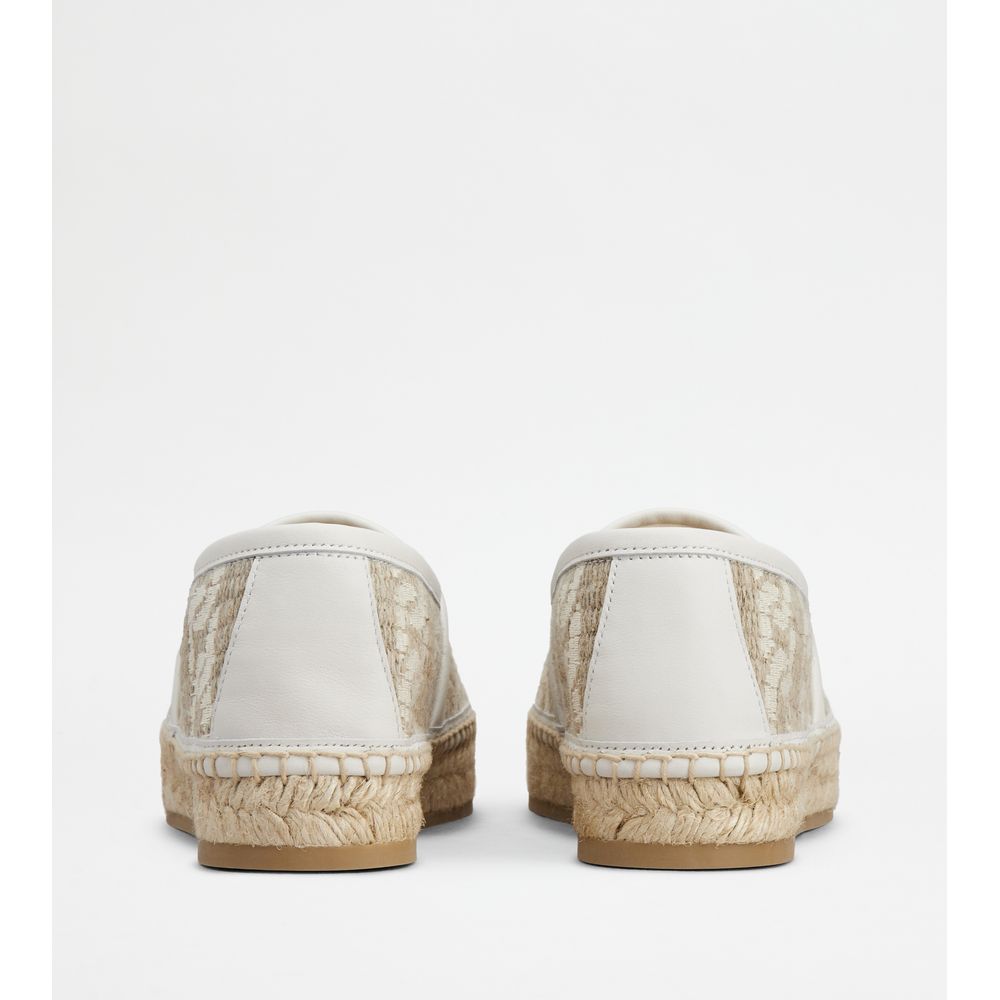Tods Kate Espadrilles In Canvas And Leather Off White Beige Womens