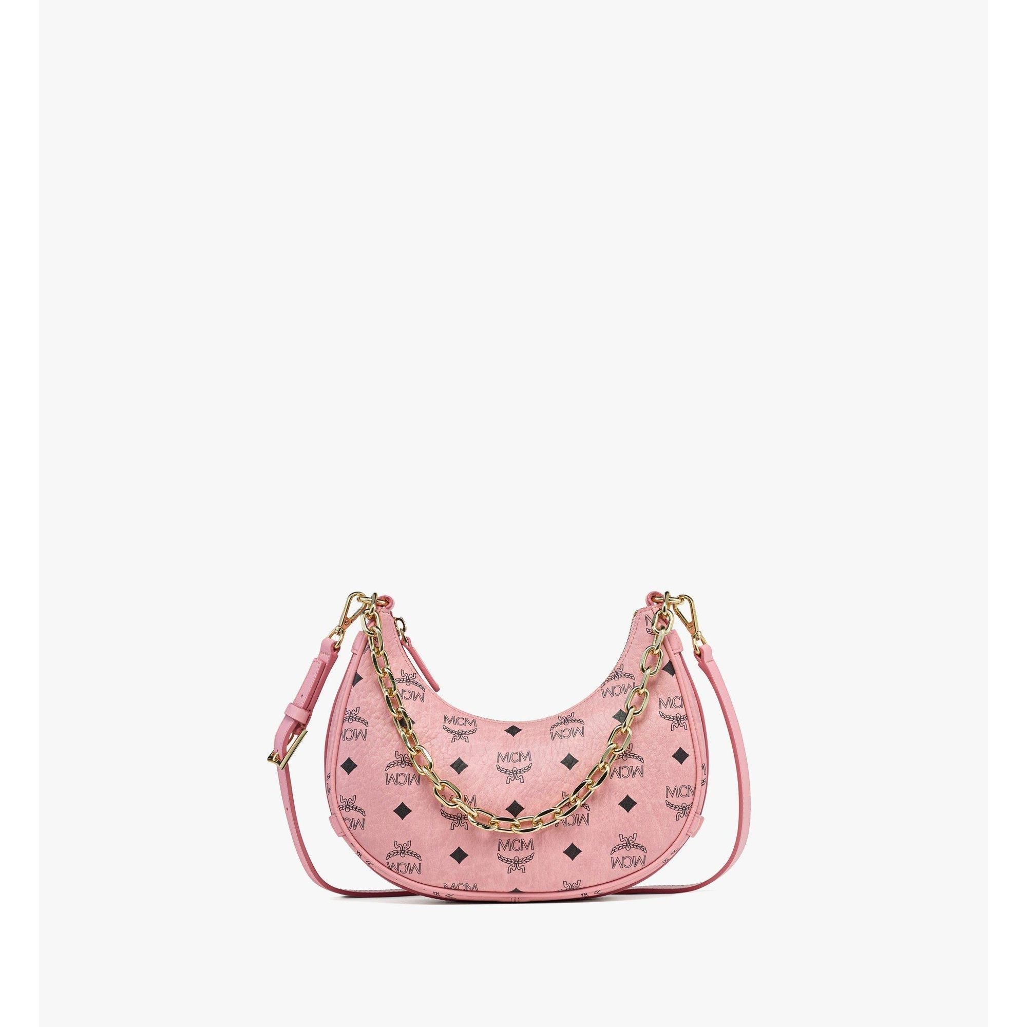 MCM Small Aren Crescent Hobo Bag in Visetos