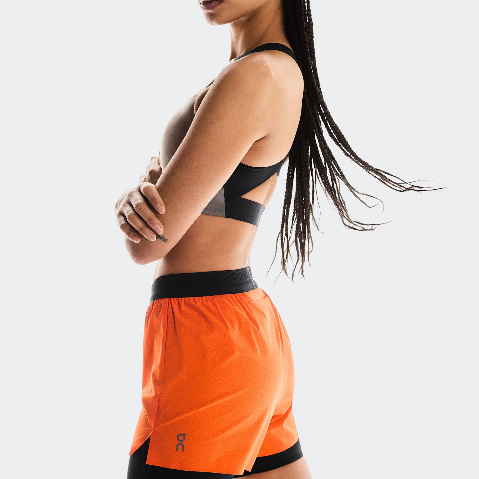 On 3" Performance 2/1 Shorts Flame | Black (Women'S)