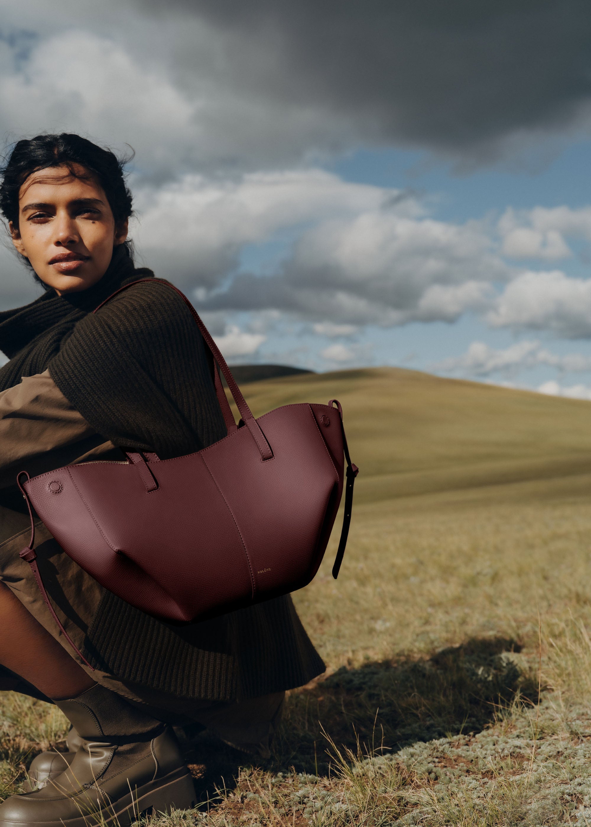 Polene Cyme Mini Textured Black Cherry