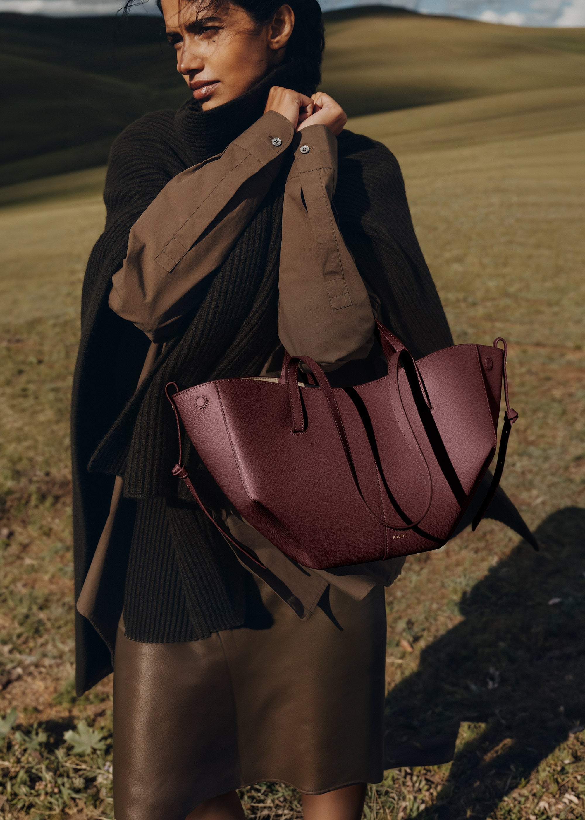 Polene Cyme Mini Textured Black Cherry