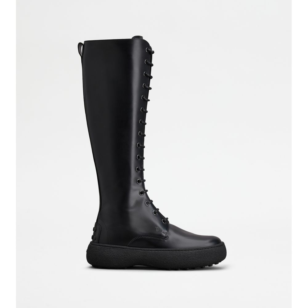 Tods W. G. Lace-Up Boots In Leather Black Womens