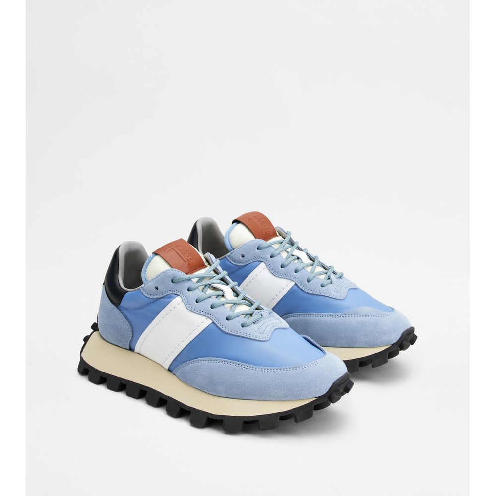 Sneakers Tods 1T In Suede And Fabric Light Blue Womens
