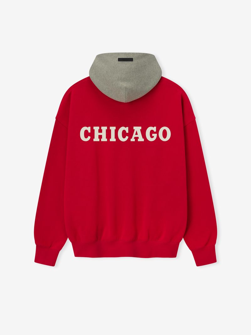 Essentials Bulls Sport Hoodie Red/Concrete Heather