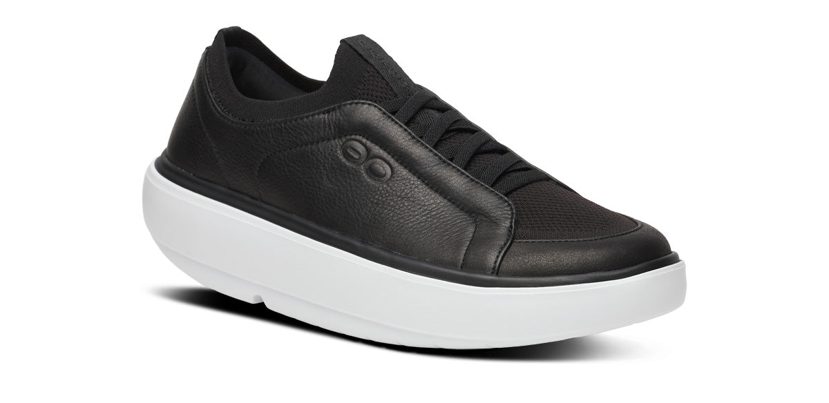 Oofos Women's Slip-On Leather Shoe White & Black