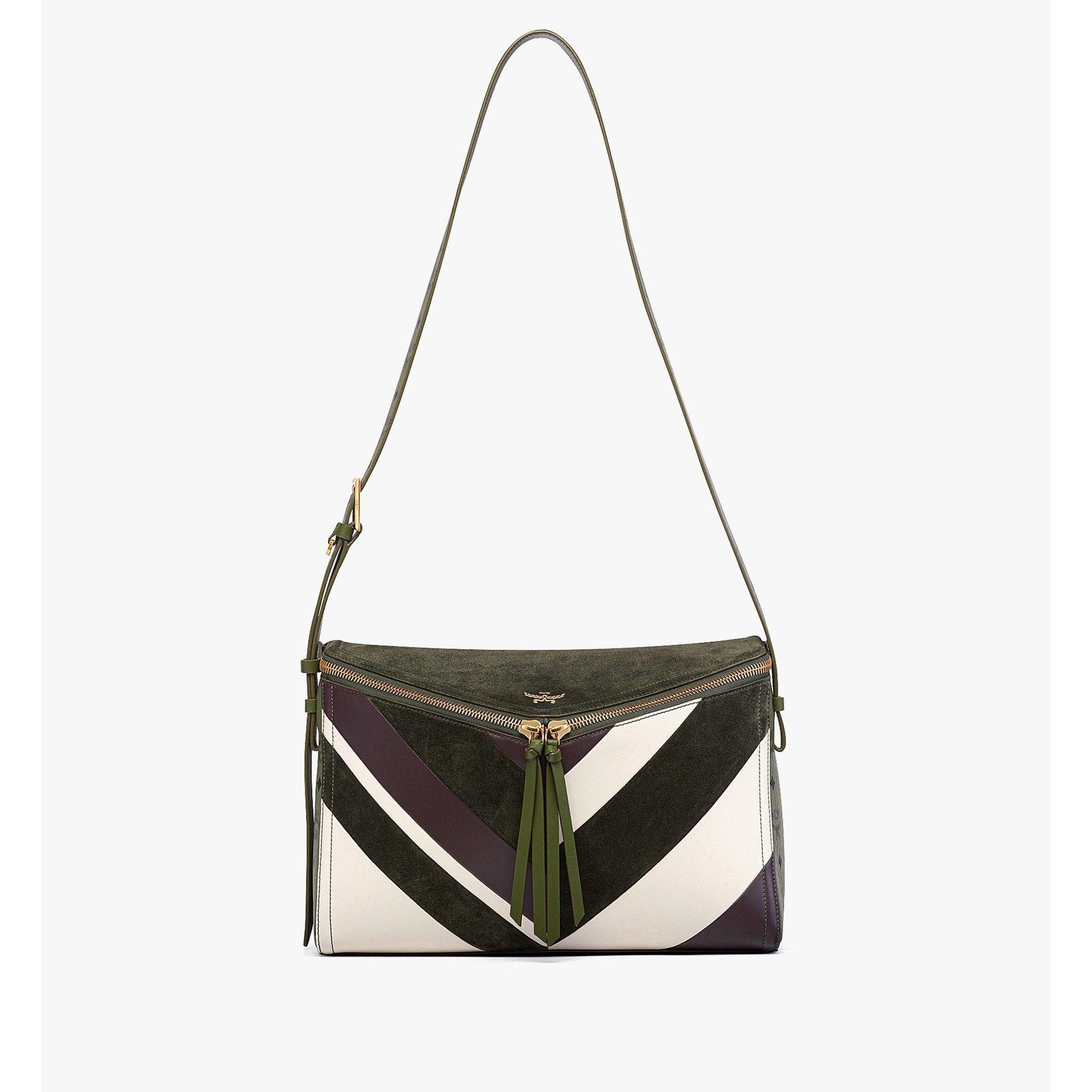 MCM Diamant 3D Shoulder Bag in Mega Herringbone Suede