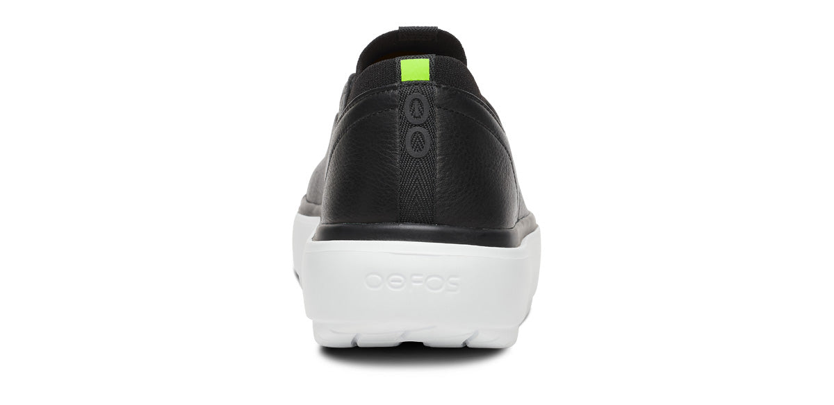 Oofos Men's Slip-On Leather Shoe White & Black