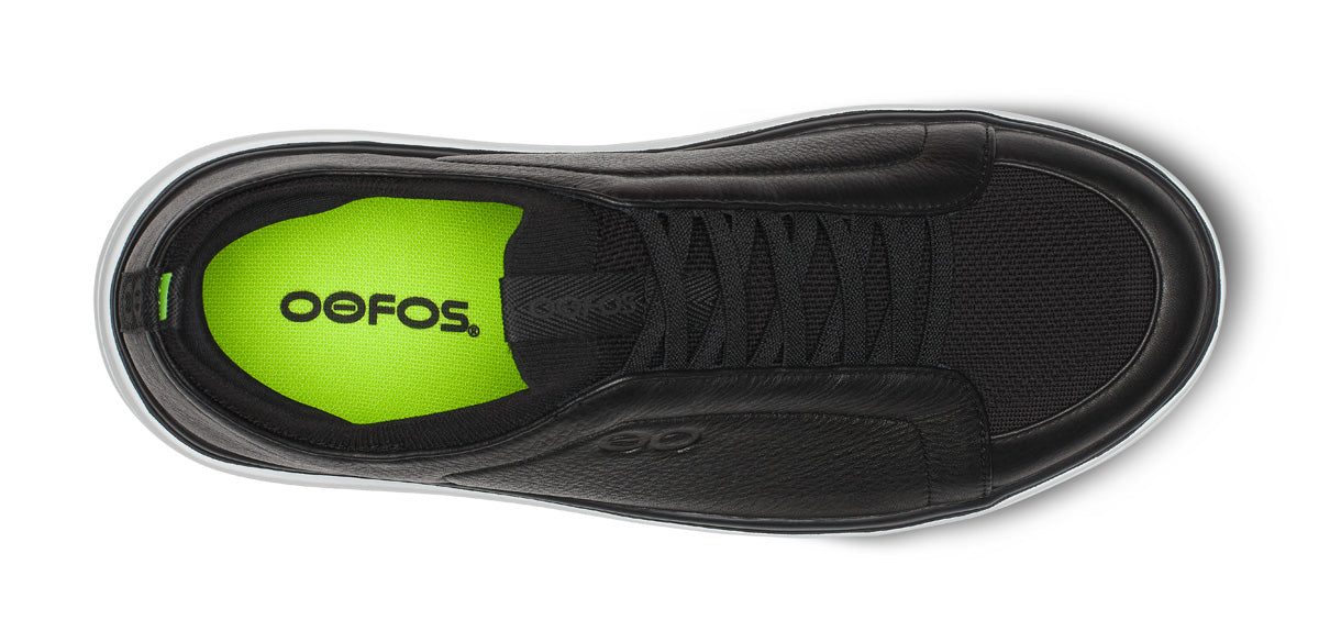 Oofos Men's Slip-On Leather Shoe White & Black