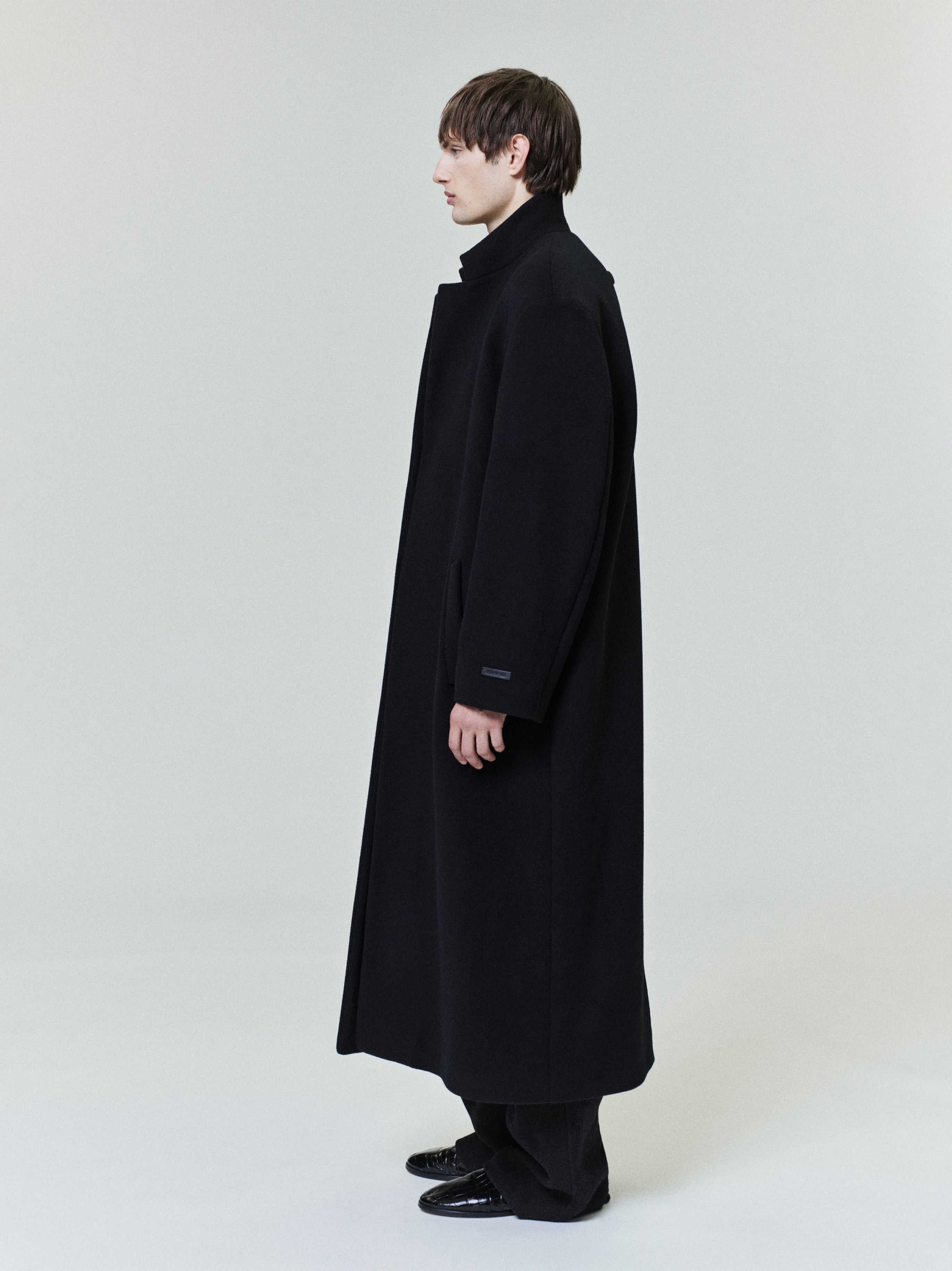 Essentials Melton Wool Relaxed Coat Black