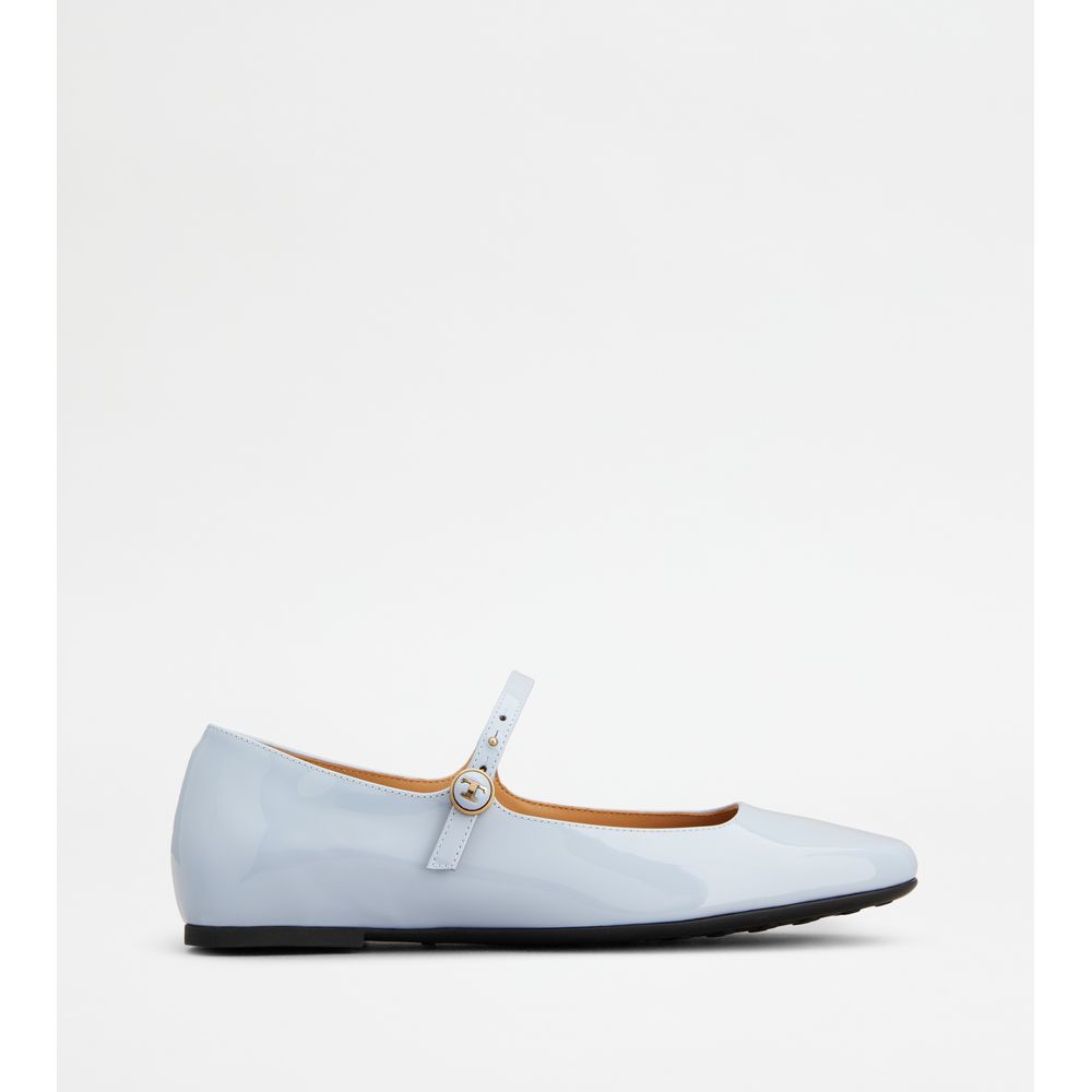 Tods Ballerinas In Patent Leather Sky Blue Womens