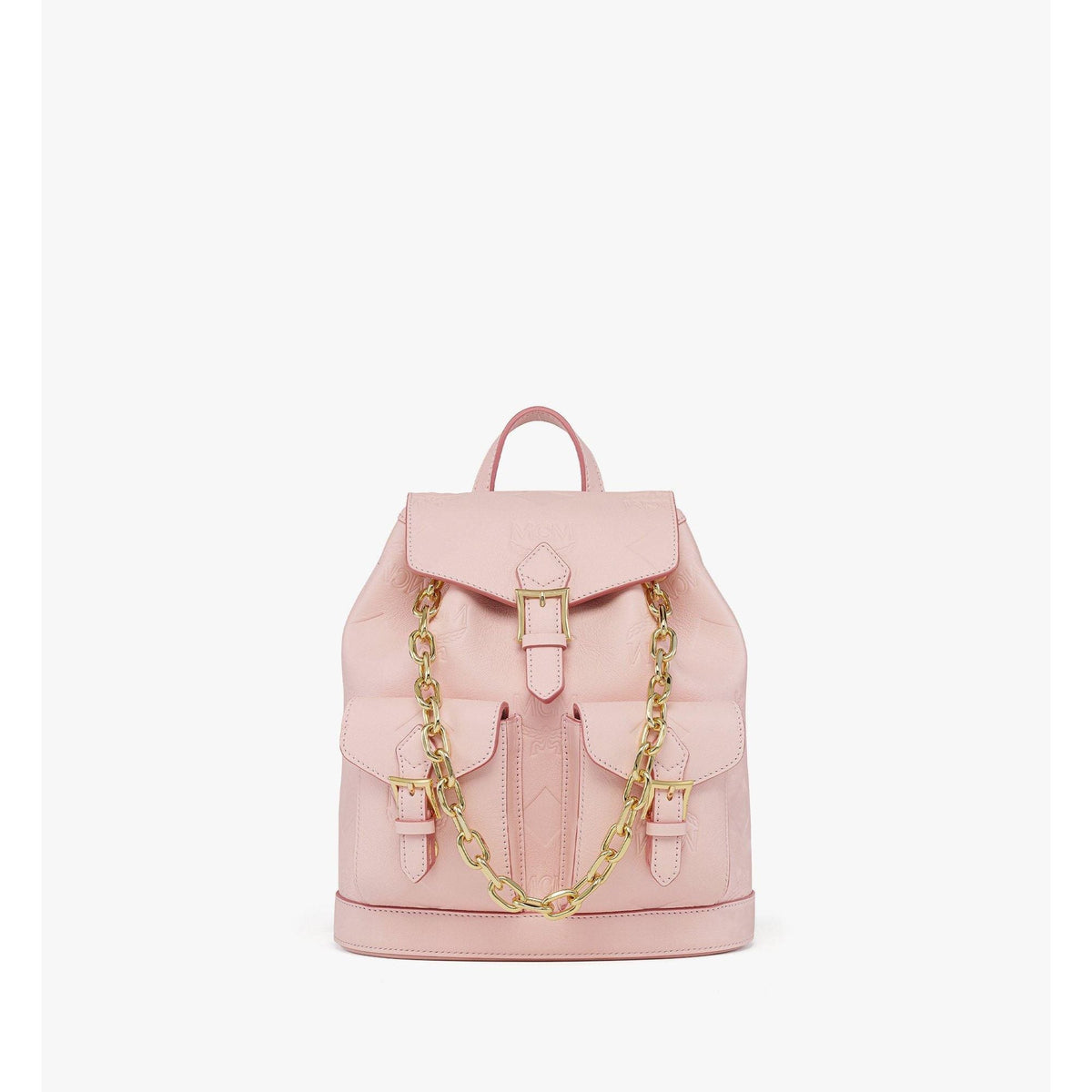 MCM Small Aren Drawstring Backpack in Maxi Monogram Leather