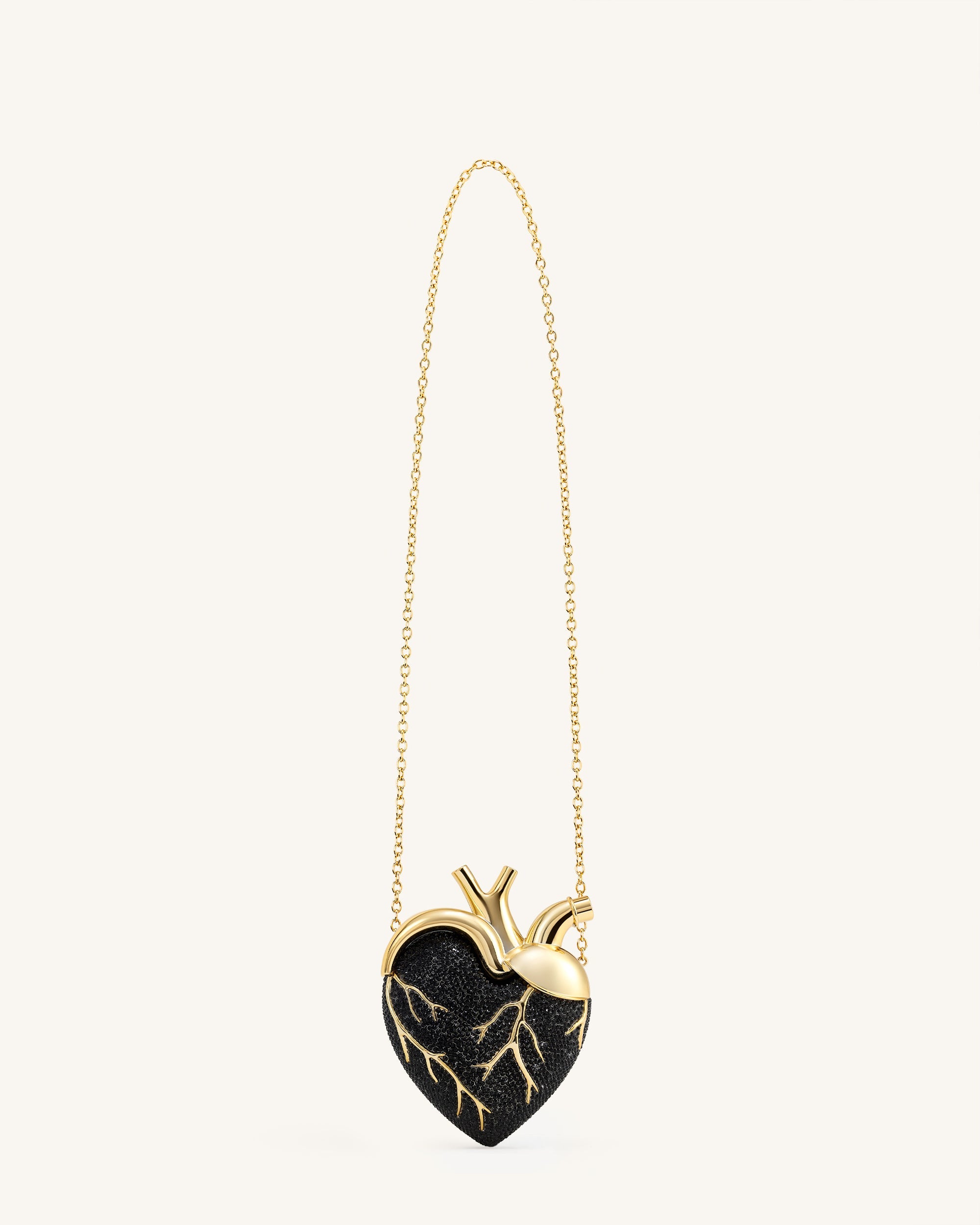 Jw Pei Maren Artificial Crystal Heart Shaped Bag Black Gold