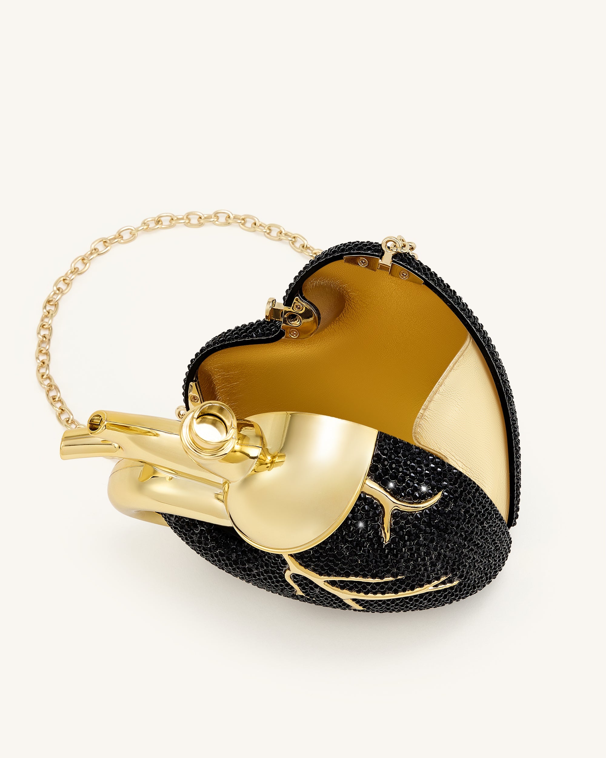 Jw Pei Maren Artificial Crystal Heart Shaped Bag Black Gold