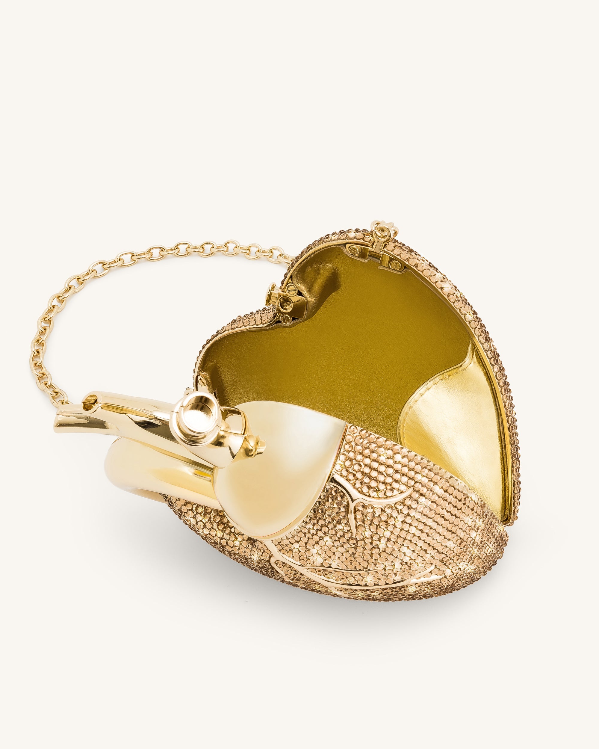 Jw Pei Maren Artificial Crystal Heart Shaped Bag Gold