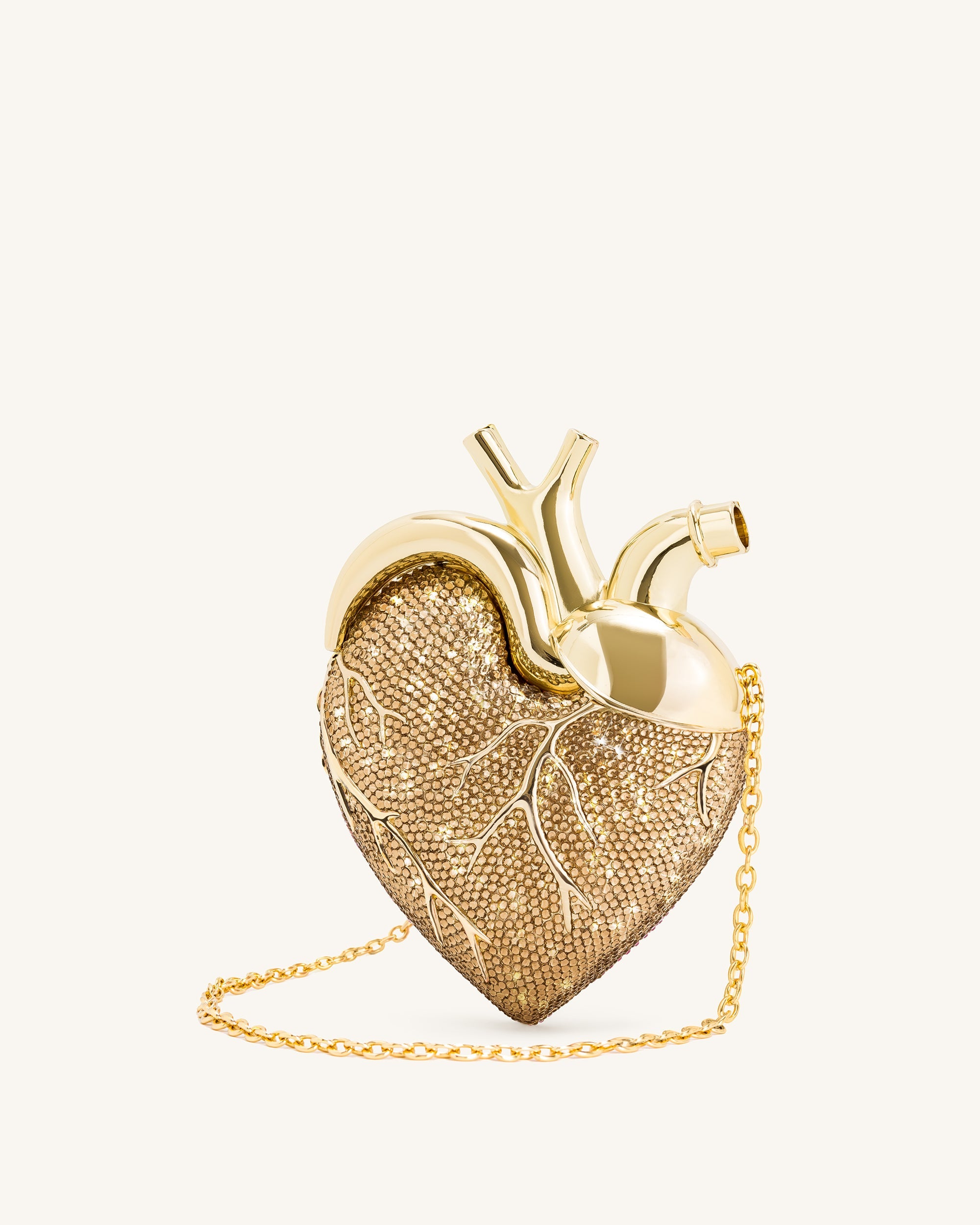 Jw Pei Maren Artificial Crystal Heart Shaped Bag Gold