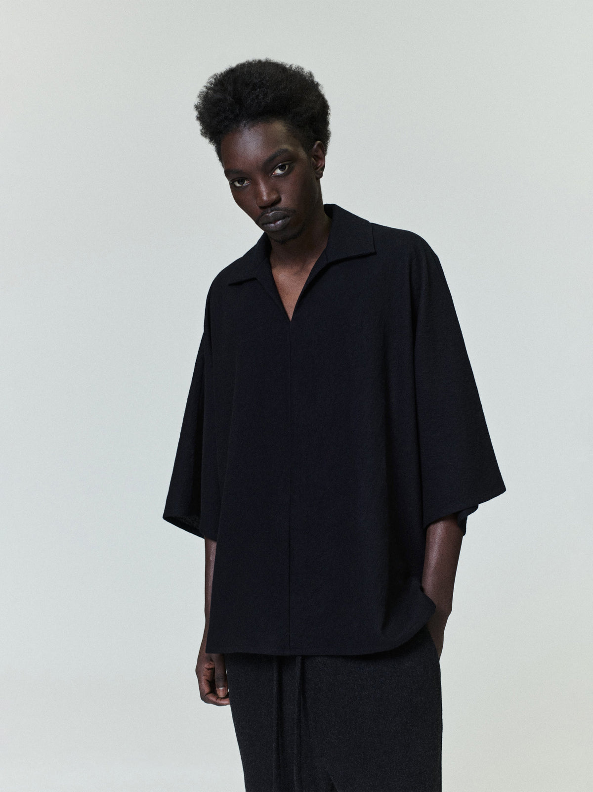Essentials Virgin Wool Polo Shirt Black