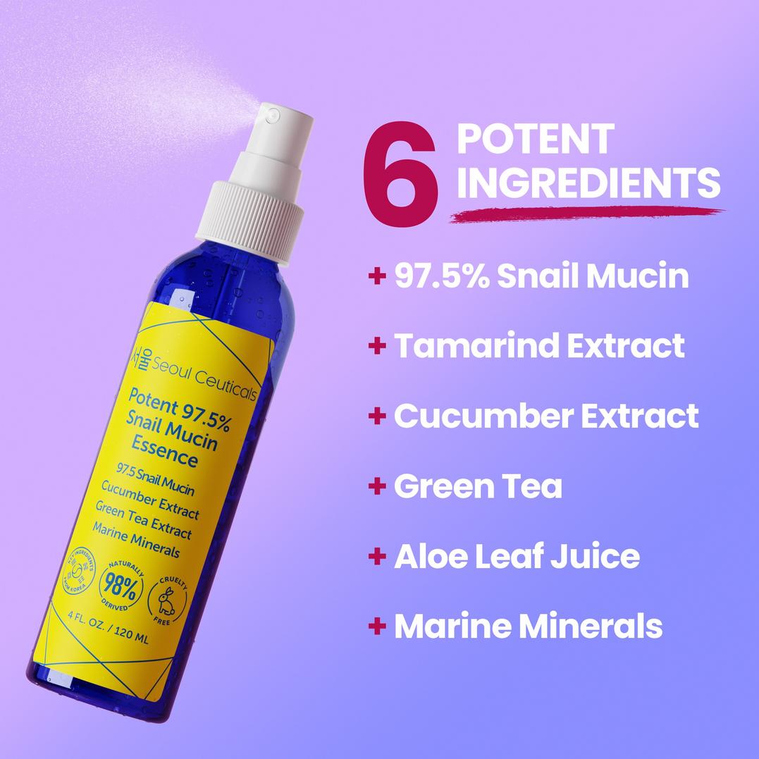 Seoul Ceuticals Korean Skin Care Potent 97.5% Snail Mucin Essence