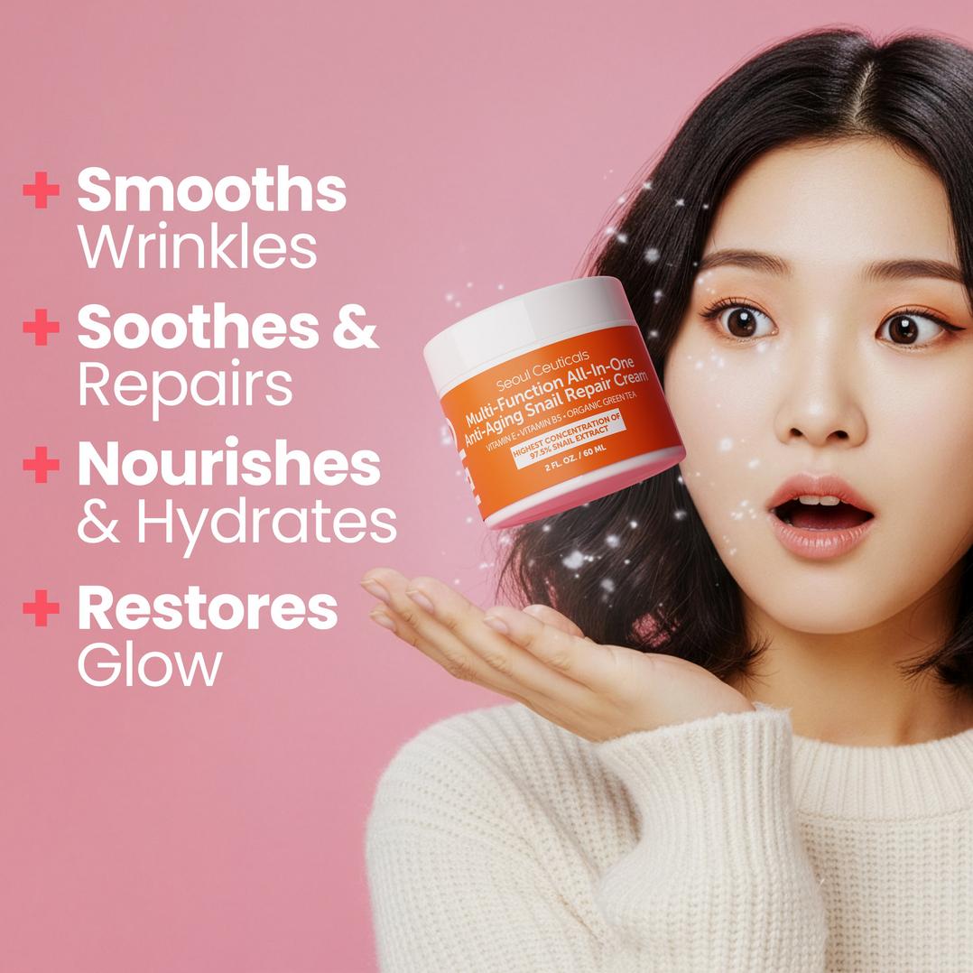 Seoul Ceuticals Korean Skin Care Multi-Function All-In-One Anti-Aging Snail Repair Cream
