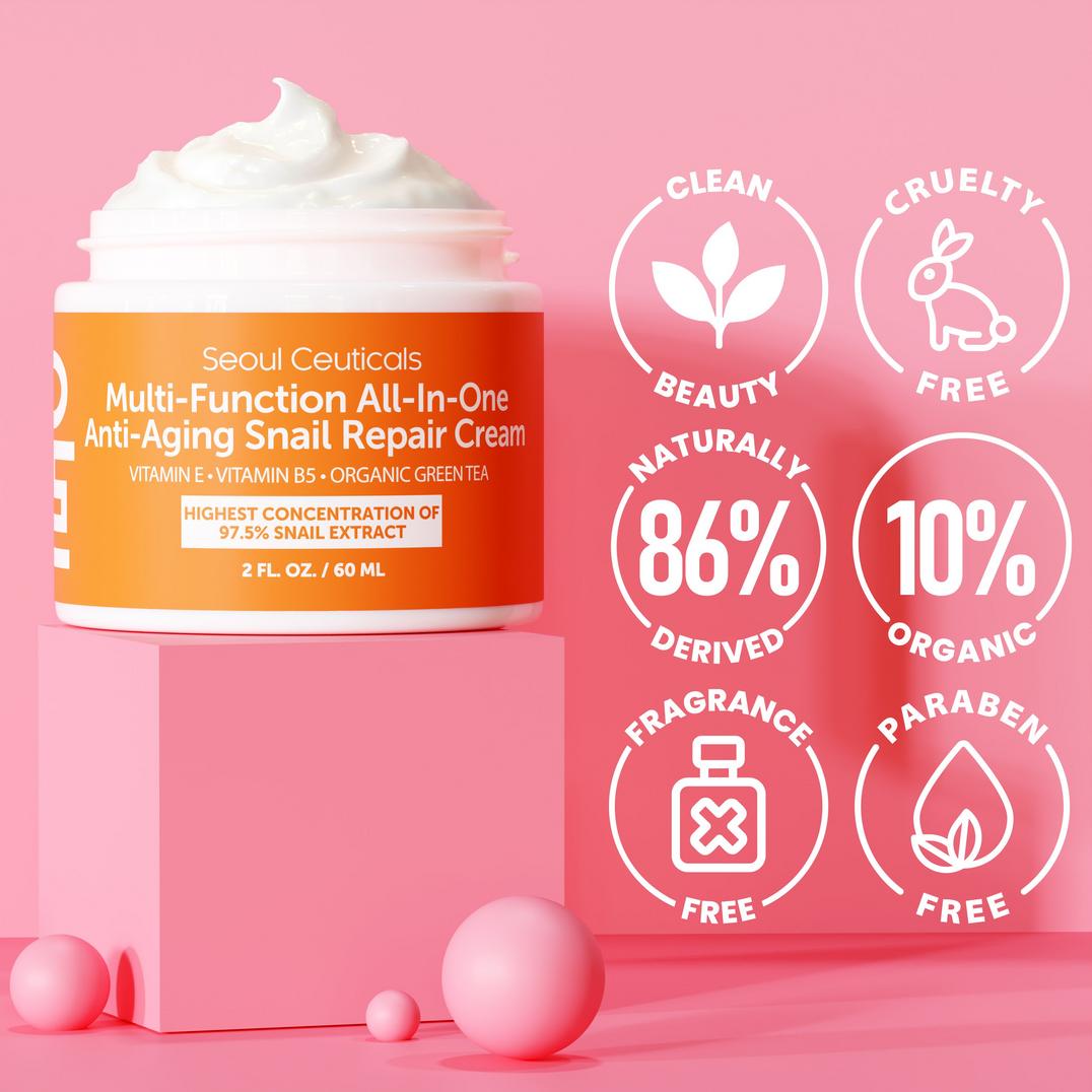 Seoul Ceuticals Korean Skin Care Multi-Function All-In-One Anti-Aging Snail Repair Cream