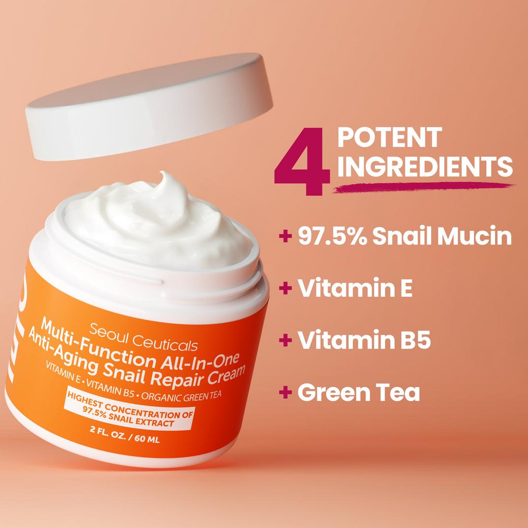 Seoul Ceuticals Korean Skin Care Multi-Function All-In-One Anti-Aging Snail Repair Cream