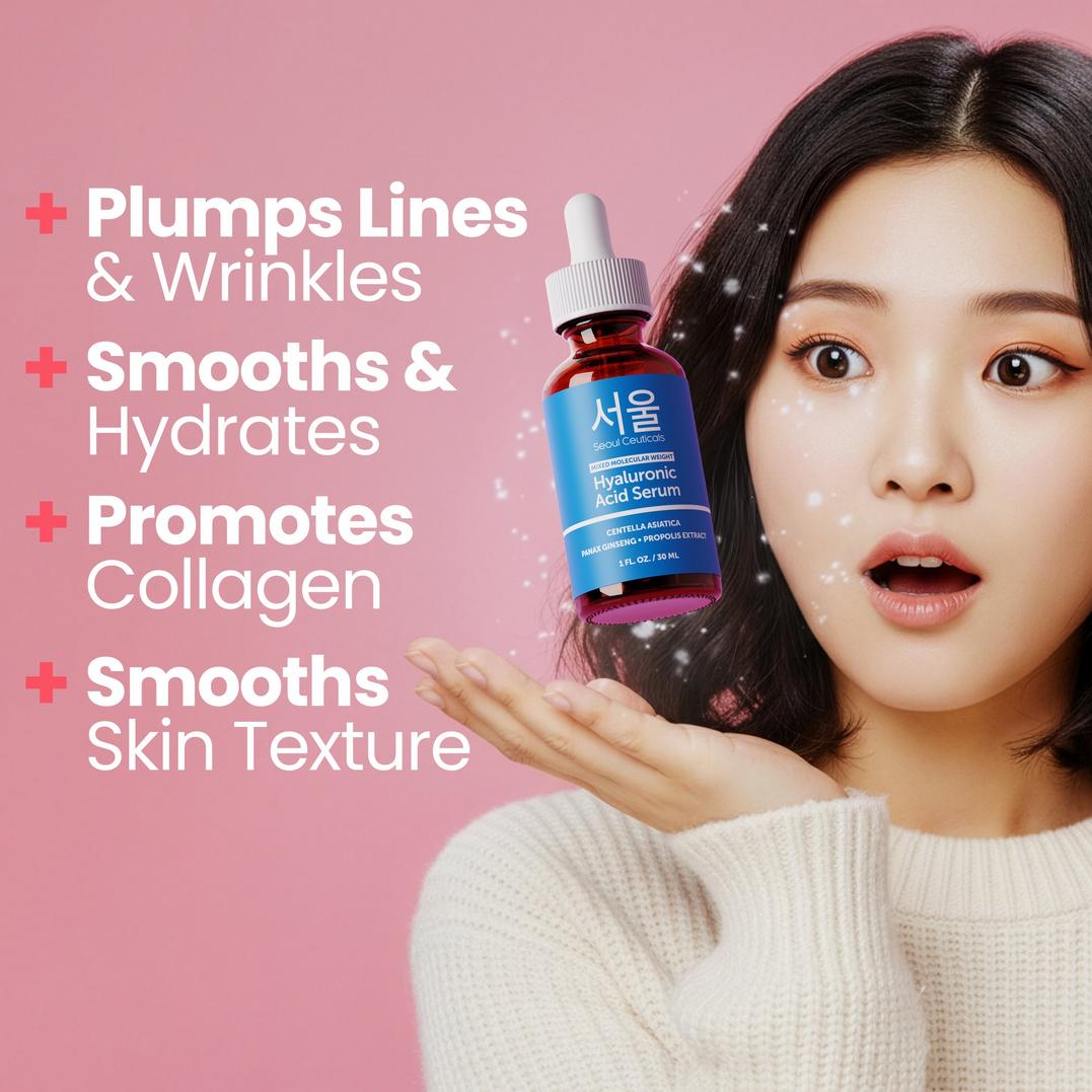 Seoul Ceuticals Korean Skin Care Mixed Molecular Weight Hyaluronic Acid Serum