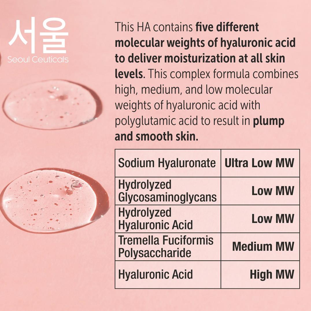Seoul Ceuticals Korean Skin Care Mixed Molecular Weight Hyaluronic Acid Serum