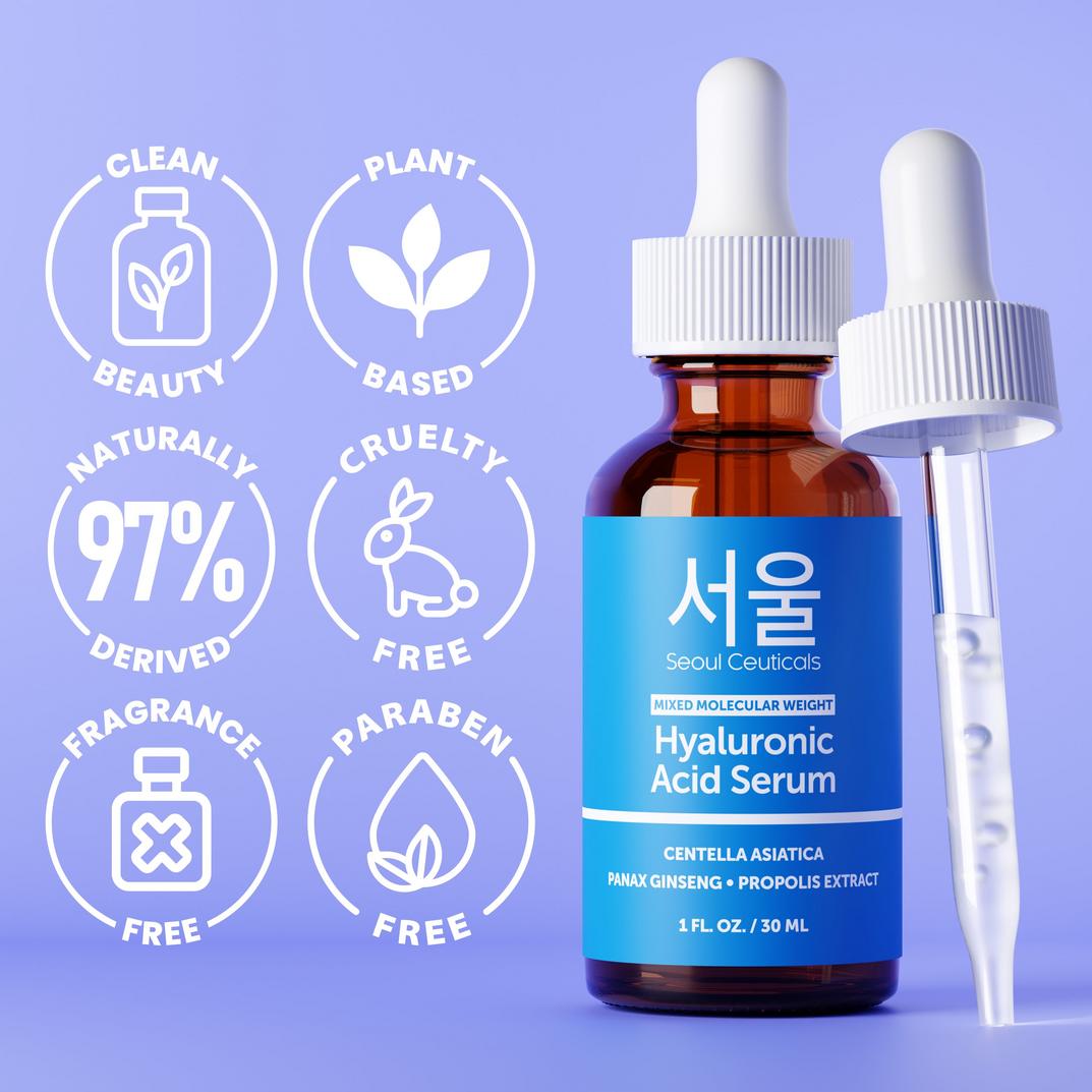 Seoul Ceuticals Korean Skin Care Mixed Molecular Weight Hyaluronic Acid Serum