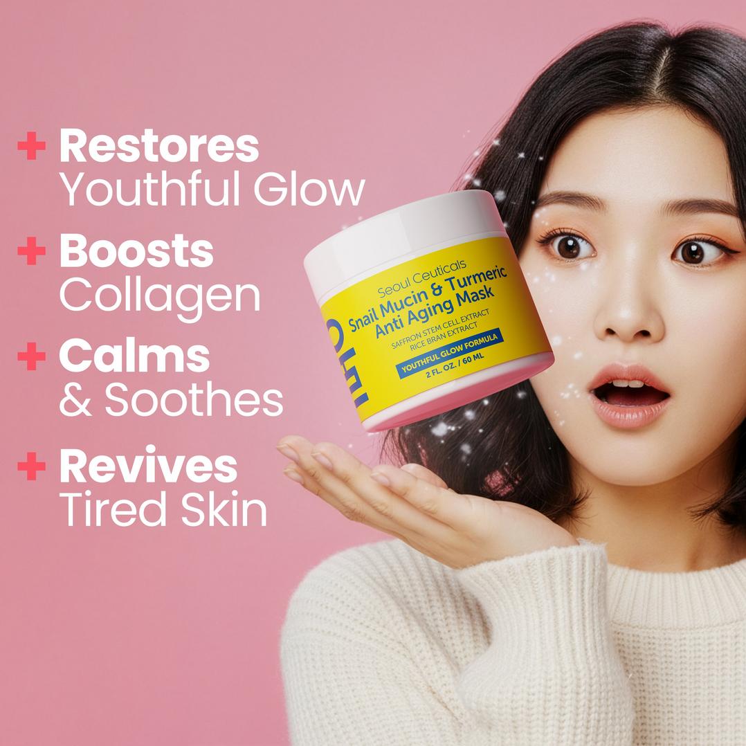 Seoul Ceuticals Korean Skin Care Snail Mucin & Turmeric Anti Aging Mask