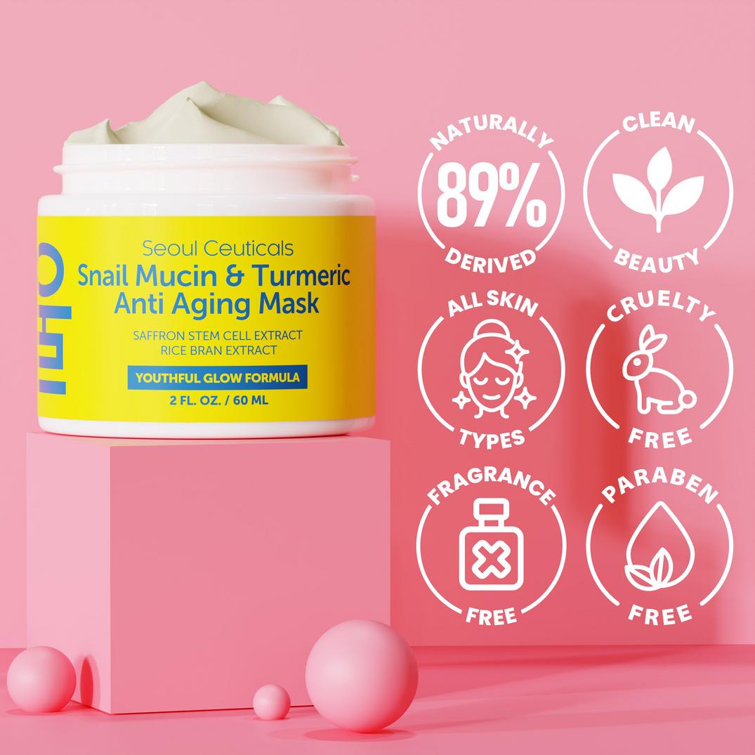 Seoul Ceuticals Korean Skin Care Snail Mucin & Turmeric Anti Aging Mask