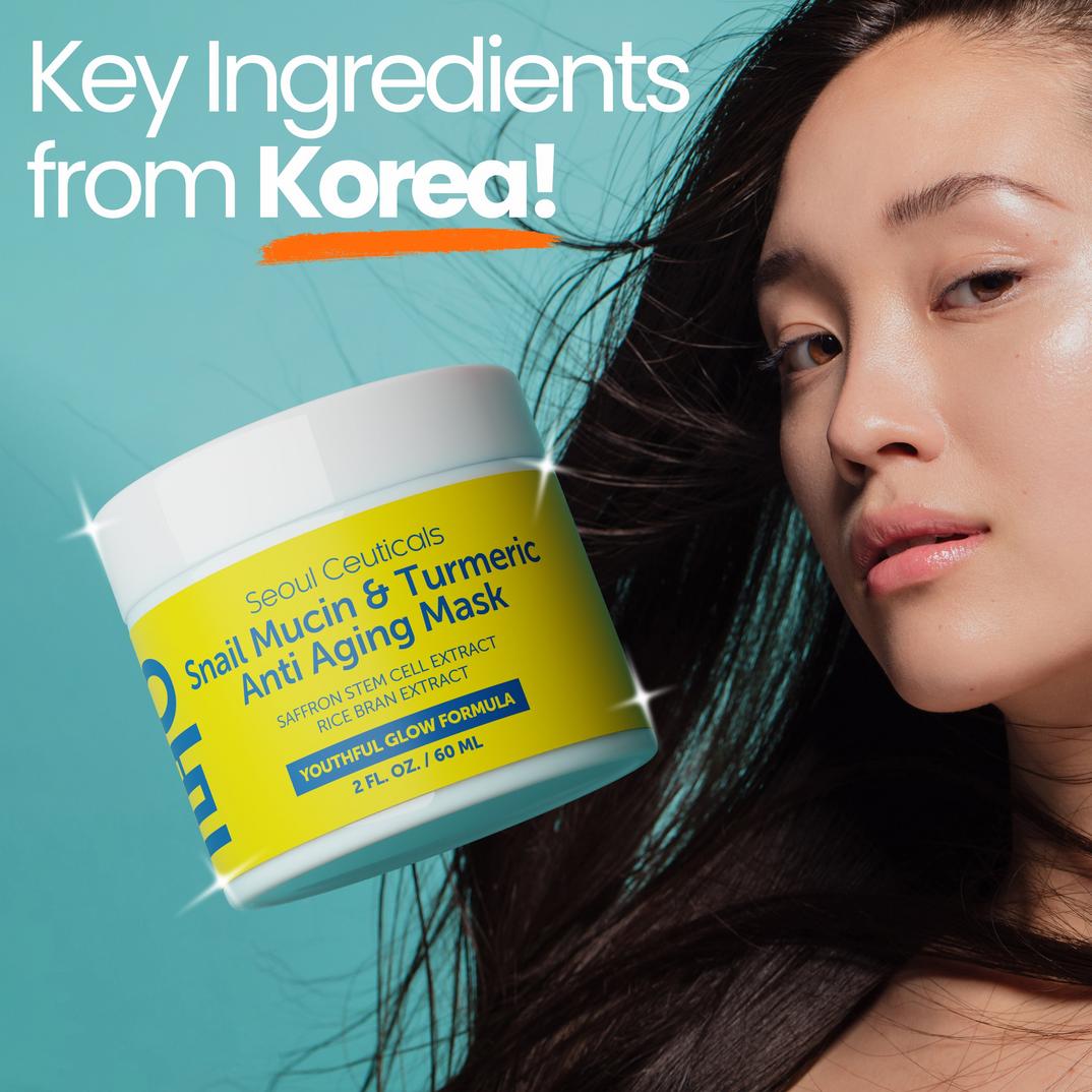 Seoul Ceuticals Korean Skin Care Snail Mucin & Turmeric Anti Aging Mask