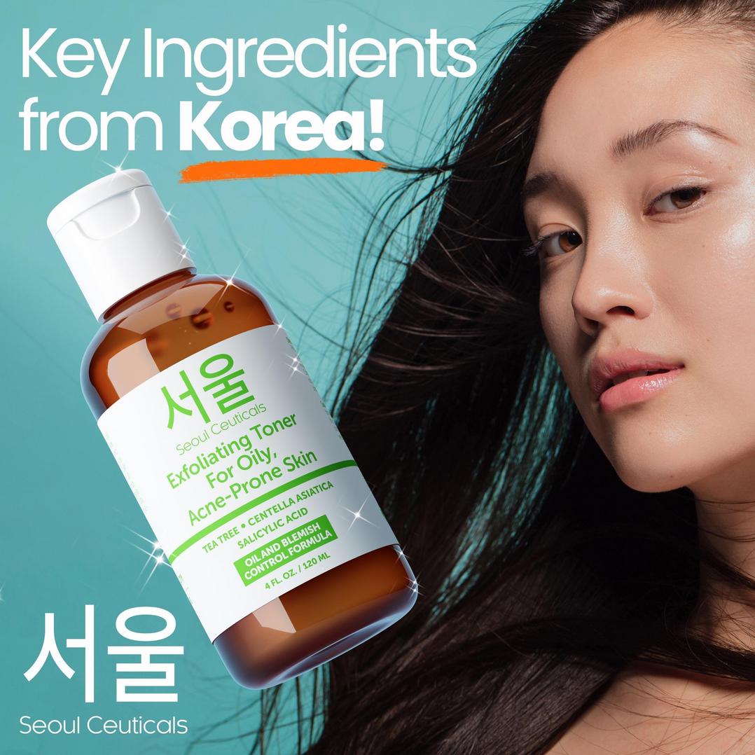 Seoul Ceuticals Korean Skin Care Exfoliating Toner for Oily, Acne-Prone Skin