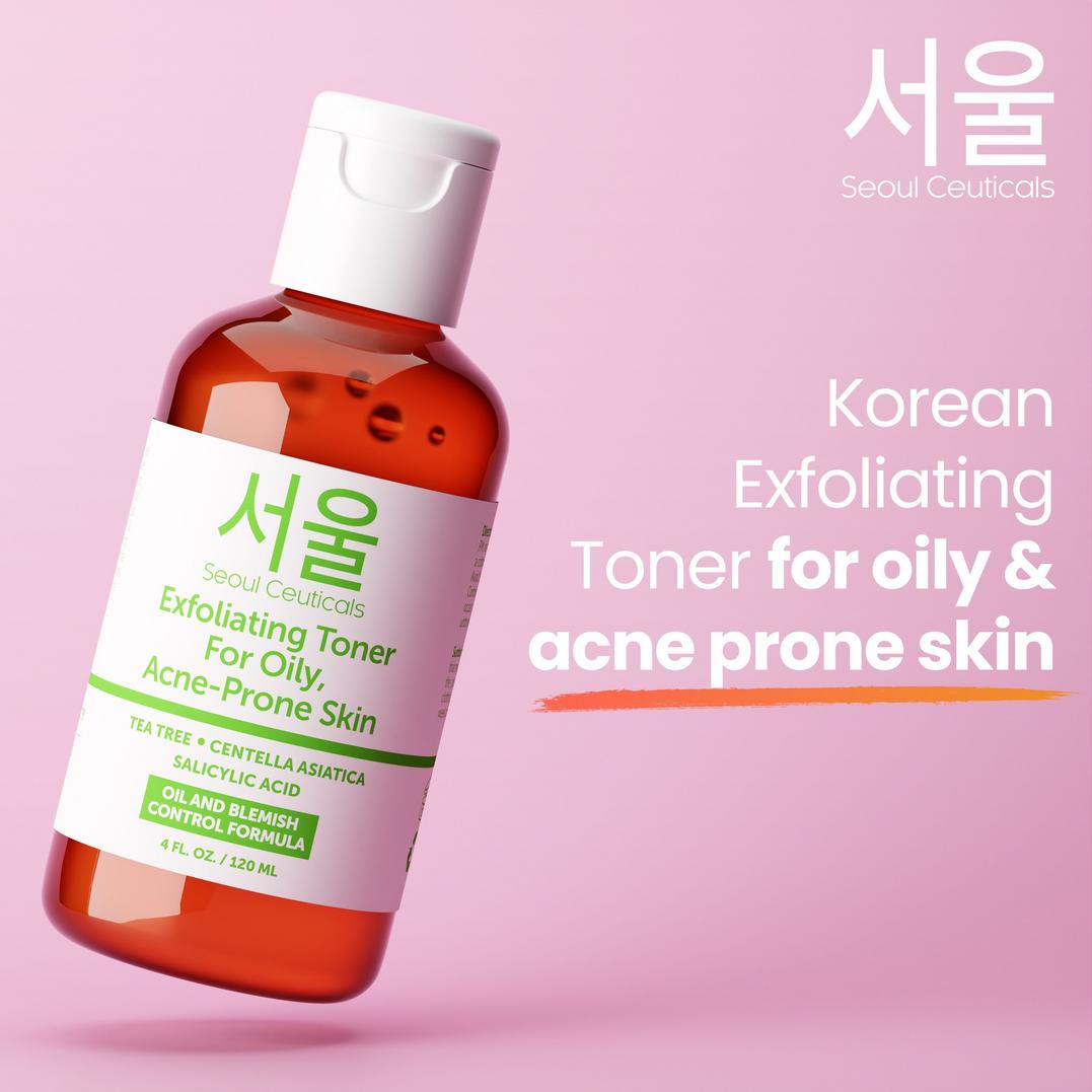 Seoul Ceuticals Korean Skin Care Exfoliating Toner for Oily, Acne-Prone Skin