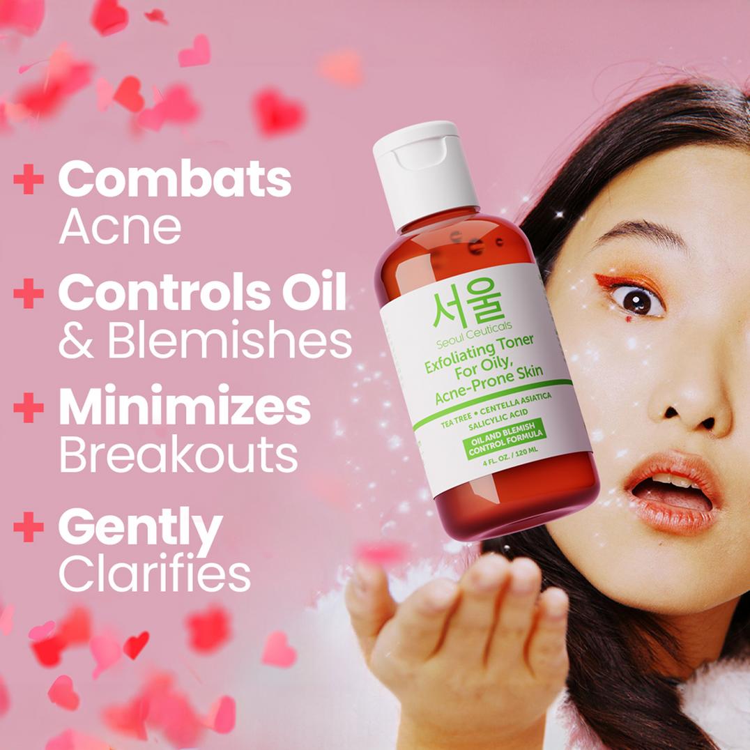 Seoul Ceuticals Korean Skin Care Exfoliating Toner for Oily, Acne-Prone Skin