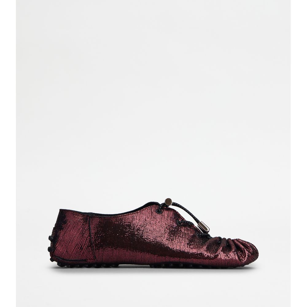 Tods Gommino In Leather With Drawstring Bordeaux Womens