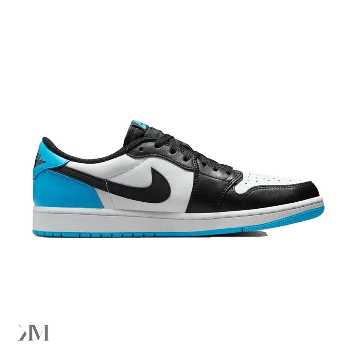 Air Jordan 1 Low Black Dark Powder Blue, side profile